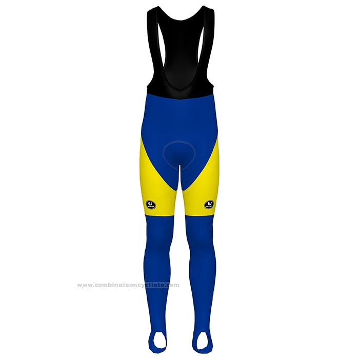 2022 Maillot Cyclisme Sport Vlaanderen Baloise Bleu Jaune Manches Longues et Cuissard